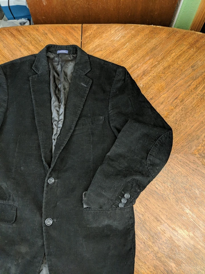 Abrigo Blazer Deportivo de Pana Stafford Para Hombres Chaqueta de Dos Botones Negro 38R Foto 3 de 4