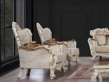 Ohrensessel Sessel Barock Design Polster Sofa Couch Chesterfield Textil Luxus