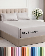 Extra Deep Queen Sheet Set - 4 Piece Breathable Cooling Bed Sheets - Easily Fi