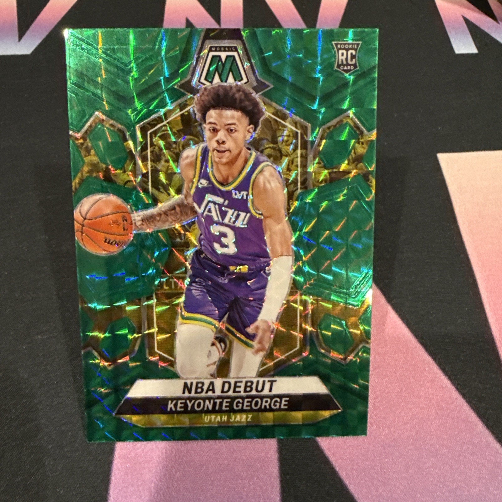 2023-24 Panini Mosaic - #251 Keyonte George RC Green Mosaic Prizm Rookie