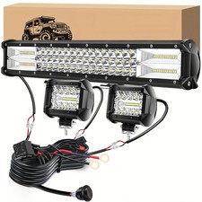 20inch Led Light Bar Spot Flood Combo 2x4 Pods Offroad For Jeep Truck Suv Atv