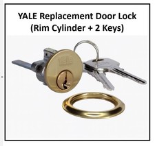 Yale Rim Cylinder Lock With 2 Keys Polished Brass - Wooden Door Lock Replacement