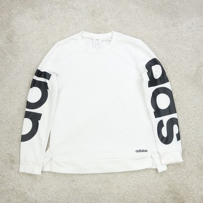 Adidas Sweatshirt Damen Medium weiß Spellout Logo 3 Streifen Athleisure Y2K Tops