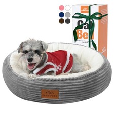 Zerbuger 23in Round Cat Dog Bed for Large Medium Small Medium, Light Grey
