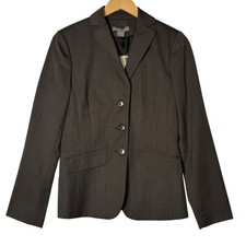 Ann Taylor Wool Blend Womens Size 2 Blazer Brown Classic Work Career Jacket NWT