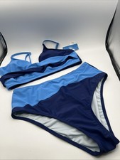 CUPSHE Women's Bikini Sets Two Piece Swimsuit High Waisted V Neck Size L