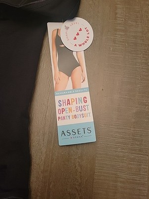 Spanx Assets Luxe Lean Open Bust Slimming Bodysuit Size 1X Plus Black NEW Tags