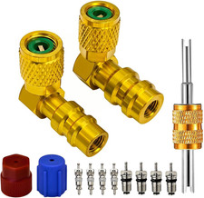R12 to R134A AC Retrofit Fitting Adapter Kit, Brass R12 R22 to R134A High/Low...