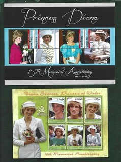 Princess Diana Memorial Anniversary Sheets Guyana and Maldives Mint MNH
