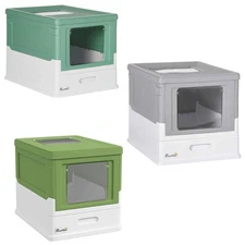 PawHut Large Cat Litter Box Enclosure with Pull-Out Tray and Scoop