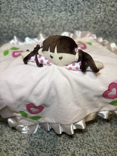 Alpha Mark Co. Doll Pink Heart Flower Satin Rattle Security Blanket/Lovey