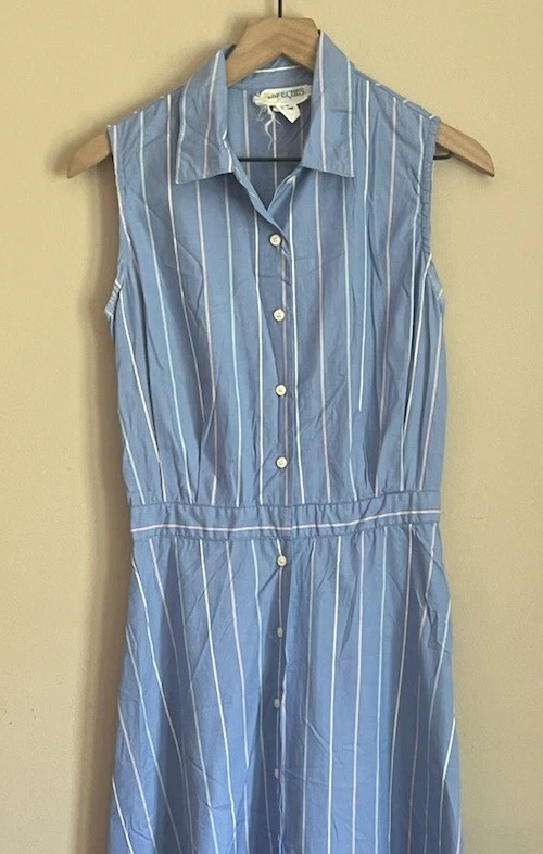 Dress Breeches Vintage Button Up Shirt Womens Size Small Oxford Blue Stripe - Image 3 of 3