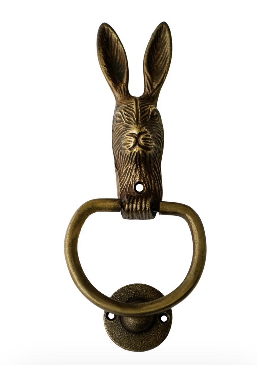 IVYLINE Cast Iron Hare Door Knocker - Iron - L4 x W10.5 x H23.5 cm