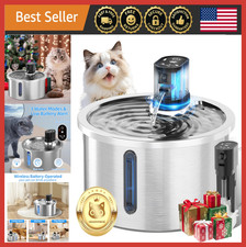 Automatic Stainless Steel Pet Water Fountain, Wireless, 3.2L/108oz Capacity