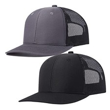 Trucker Hat - Mesh Snap Back - Unisex Adjustable One Size 2pcs Black  Grey