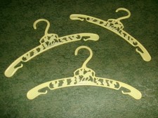 Lot of 3 Vintage 10" Yellow Plastic Children's Clothes Hangers Bambi Deer Bunny