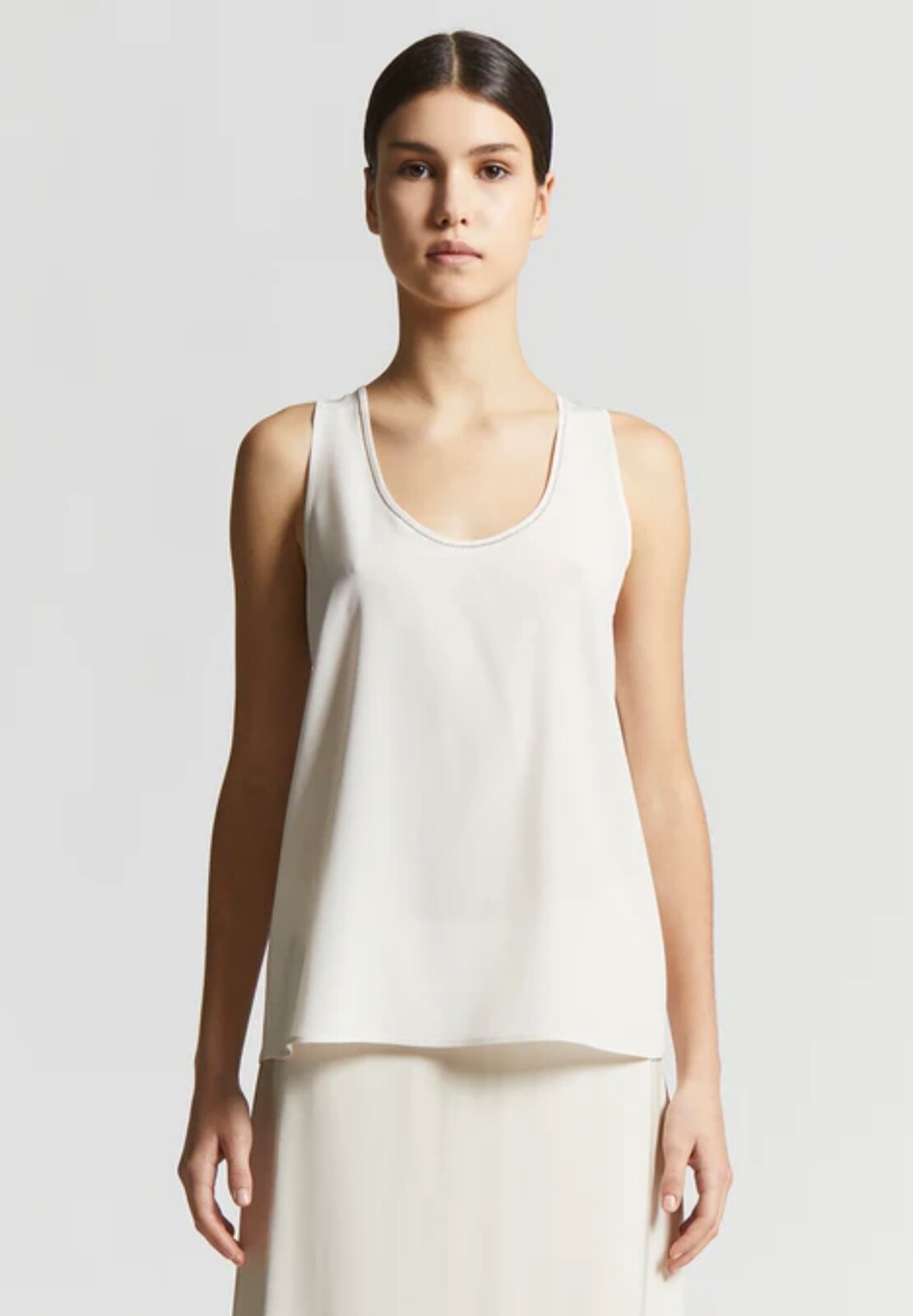 MAJE Silk Sleeveless Tank Top Camisole Loro Piana Style Old Money Ivory L