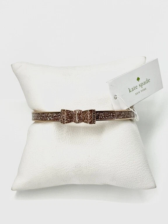 Bracciale Kate Spade Moon River oro rosa glitter fiocco nuovo con etichetta sacchetto spedizione gratuita