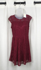 Tenki Maroon Cap Sleeve Lace Dress Size 14 Uk CR056 EE 18