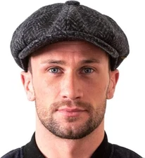 Men's 100% Kerry Woollen Mills Tweed 8 Piece Cap Irish Newsboy Hat
