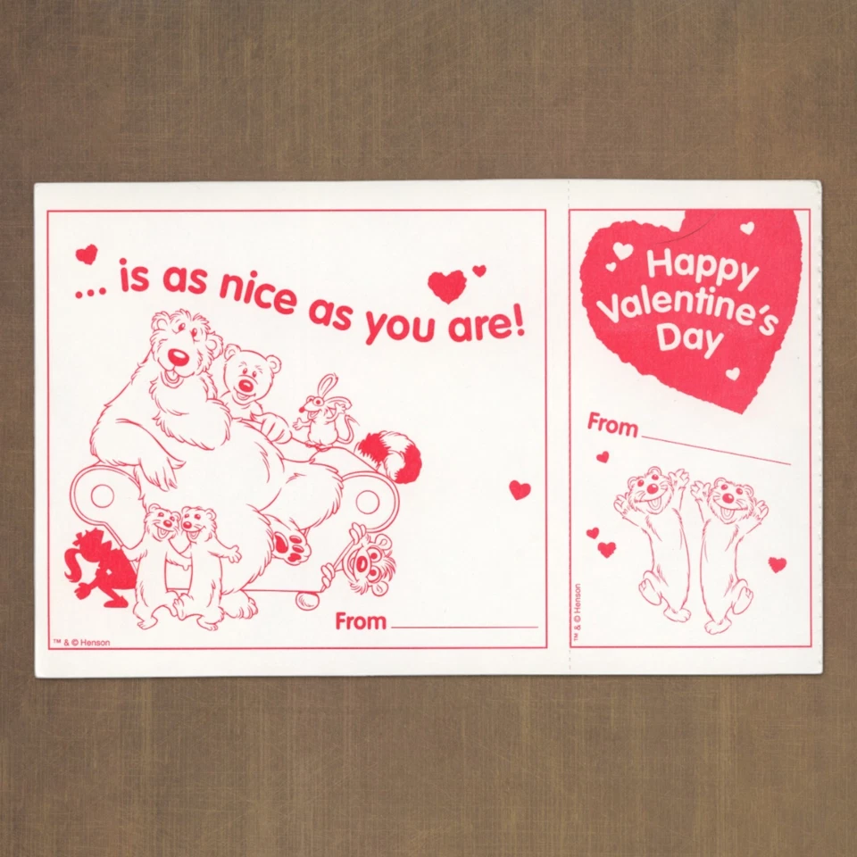 LOT OF 2 Vintage BEAR IN THE BIG BLUE HOUSE HENSON VALENTINE'S DAY Flat Cards - Image 2 of 4