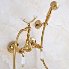 Gold Color Brass Bathroom Faucet Handheld Spray Shower Mixer Water Tap 2na932