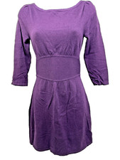 Express Womens Casual Mini Short Sweater Dress Zipper Back Purple 3/4 Size XS