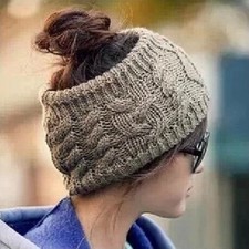 Women s Cozy Winter Knit Headband Warm Snow Hat in Coffee Color