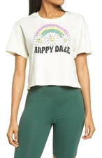 Women's Bp. Boxy Cotton Graphic Tee, Size M Ivory Happy Daze Rainbow Daisy