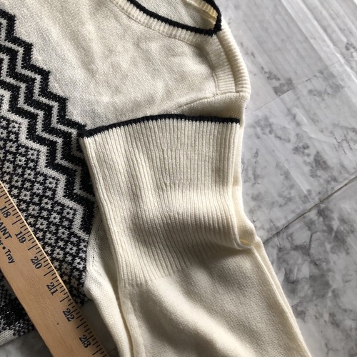 Talbots Fair Isle Pullover Sweater Womens Size XL Black Silver Shimmer Wool - Picture 15 of 17