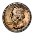 1945-S 25c Silver Washington Quarter - PQ Rainbow Toning - Frosty BU+ - Z5198