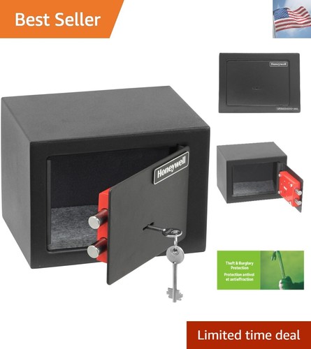 Bolt Down Small Safe Box for Valuables - Steel Security with Key Lock for Per...