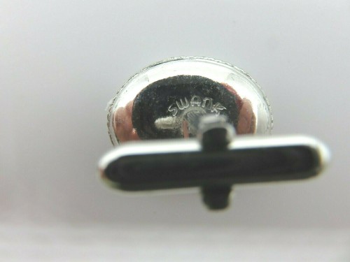 Vintage Herren Swank Oval Blau und Silber Dampflok Manschettenknöpfe & Krawattennadel - Bild 4 von 5