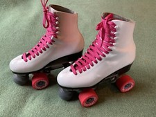 Riedell Roller Skates W/Radar Energy Wheels, New Reds Bearings Sz 6/7