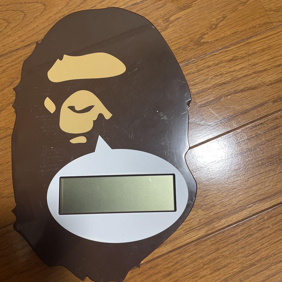 A BATHING APE Digital Wall Clock Head Brown Bape Ape Hanging Used
