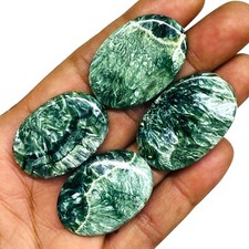 4 Pcs Natural Seraphinite 34-36mm Oval Loose Cabochon Gemstones Lot 150.60 Cts