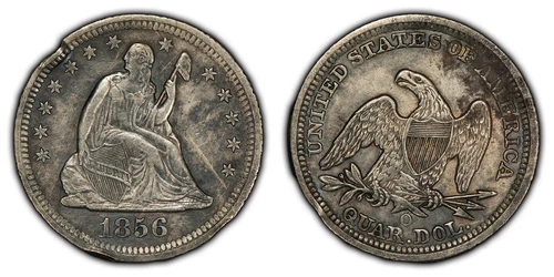 1856-O 25c Seated Liberty Silver Quarter - AU Details - SKU-Z1621