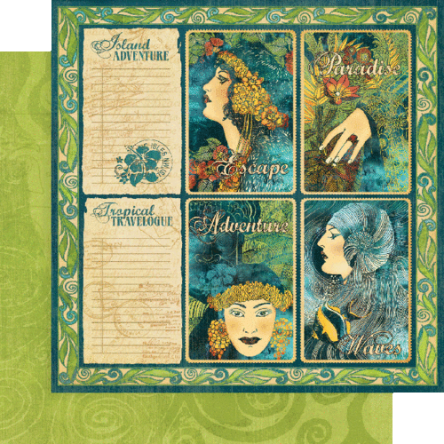 GRAPHIC 45 "TROPICAL TRAVELOGUE" 12X12 PAPER 12 PCS COMPLETE SET SCRAPJACK'S PL. - Picture 4 of 12