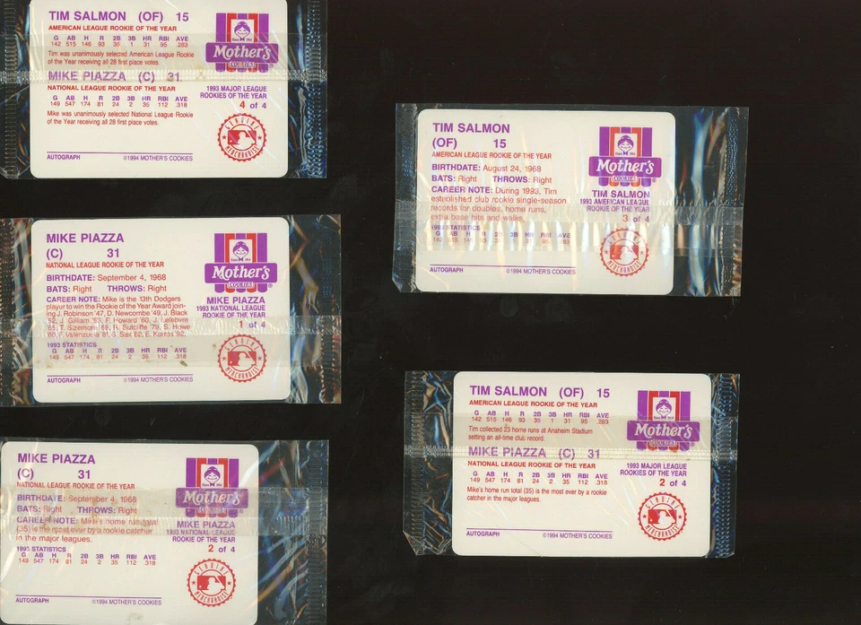Mike Piazza & Tim Salmon Mothers 1994 galletas de béisbol -93 ROYs Foto 2 de 2
