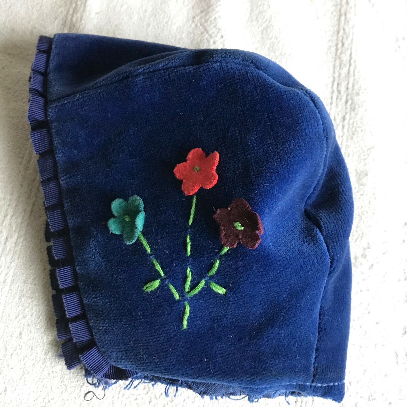 Vintage 1930s 1940s 1950s Child's Blue Velveteen … - image 2