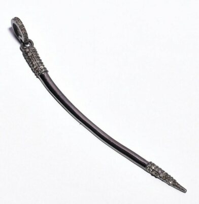 Pave Diamond Sword Pendant 925 Sterling Silver Diamond Pendant Designer Pendant.