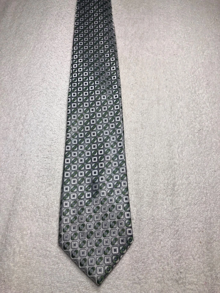 BERGAMO NEW YORK MENS TIE GRAY WITH GREEN 4 X 61 - Image 2 of 4
