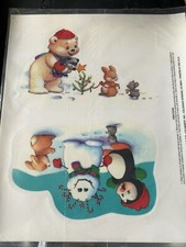 Vtg Santa Vinyl Window Clings Cuddle Chums Current Inc Snowmen Critters
