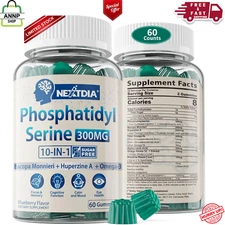 Sugar Free Phosphatidylserine Gummies 300Mg, 10 in 1 Formula W/Bacopa Monnieri U
