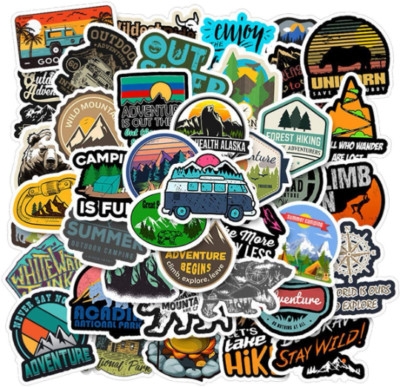 50pcs Adventure Nature Stickers Outdoors Hiking Camping Travel ...