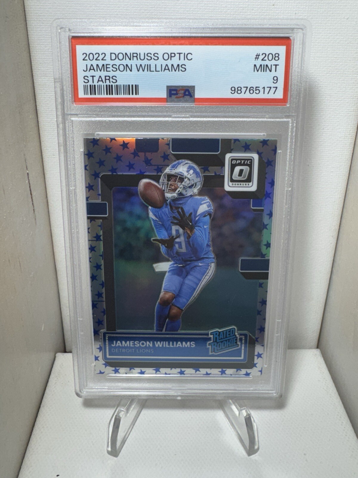 2022 Donruss Optic Jameson Williams Stars Prizm Rated Rookie RC #208 PSA 9 MINT