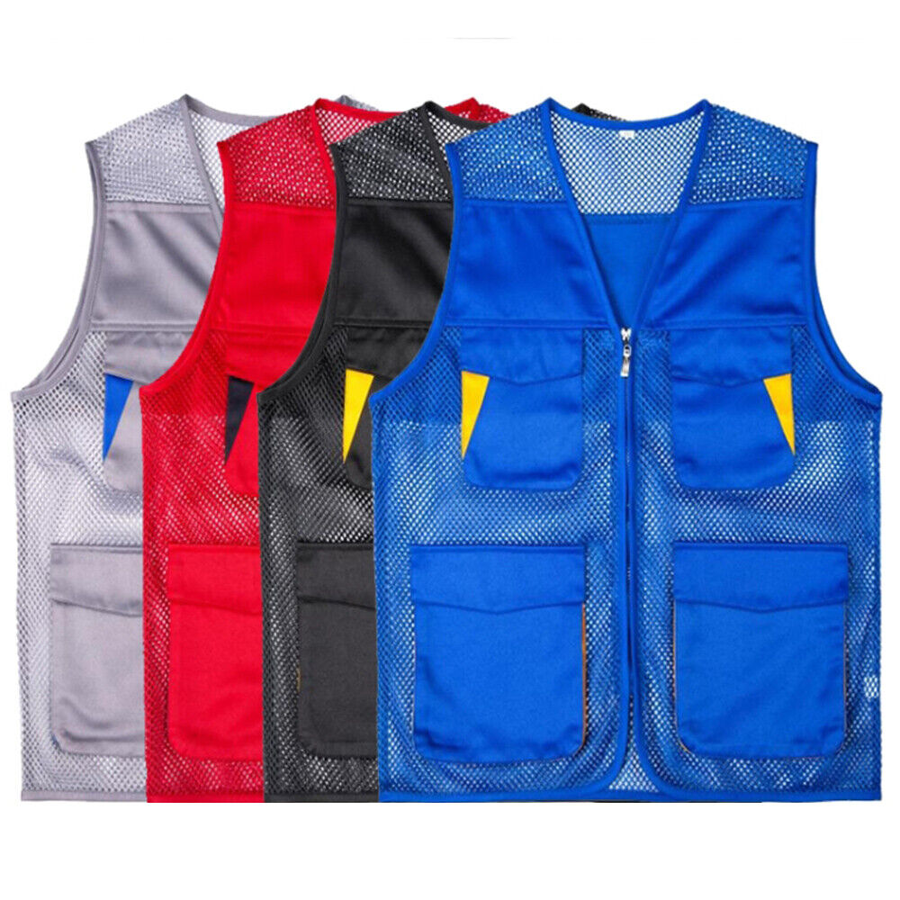 Women Men Mesh Utility Vest Jacket Waistcoat Fishing Gilet Multi