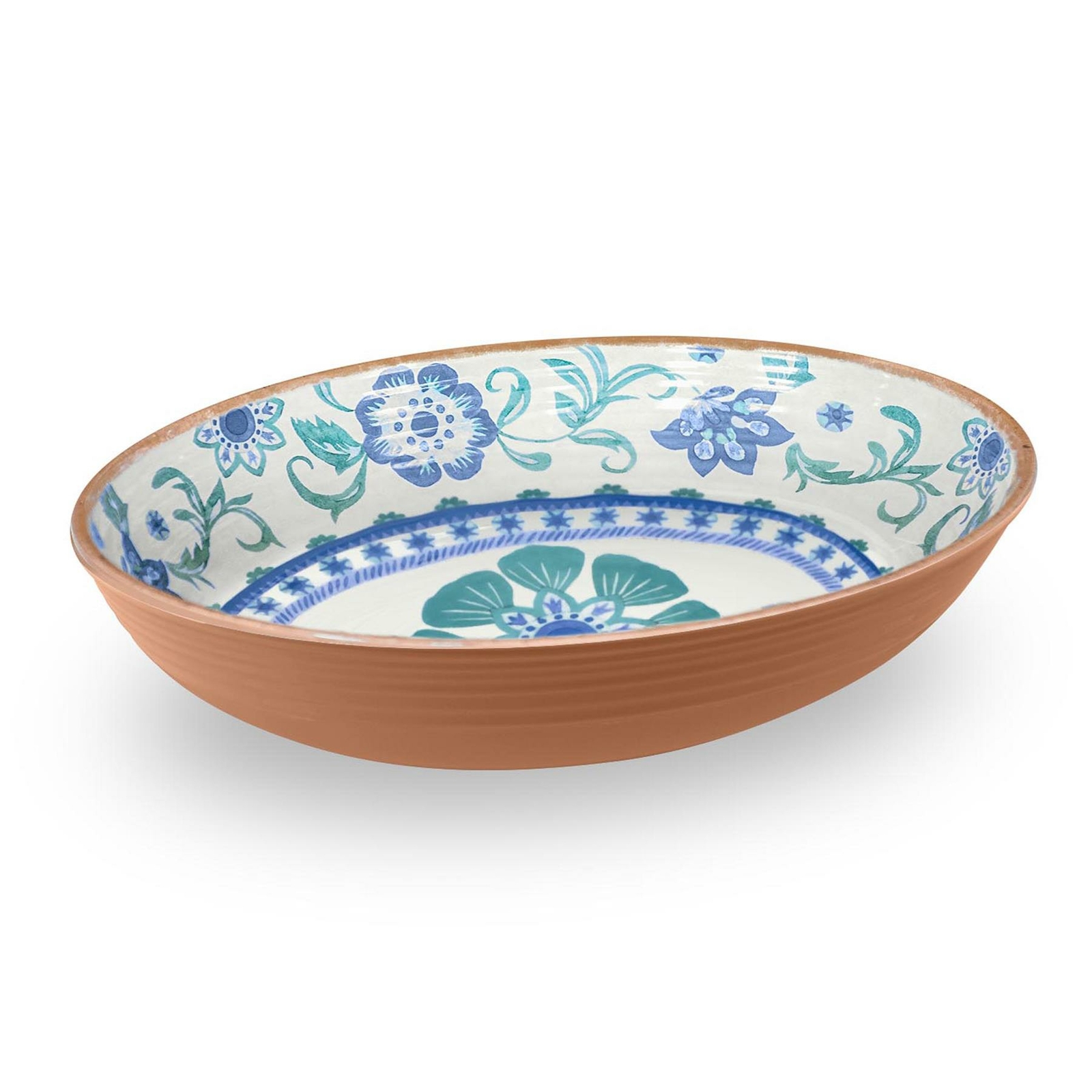 Epicurean Rio Turquoise Floral Melamine/Plastic Oval Serve Bowl