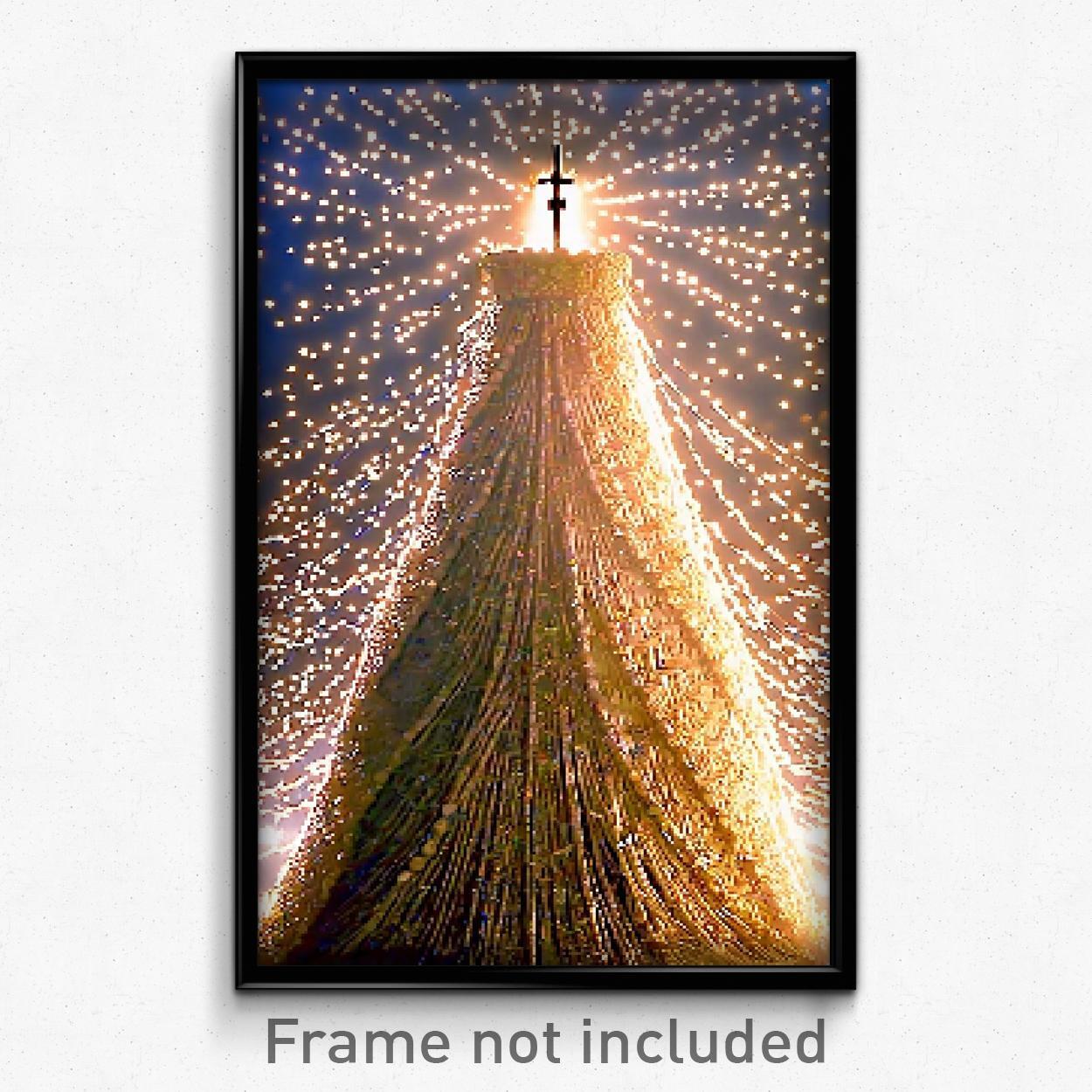 8-Bit Psychedelic Pixel Art Granary Poster - Trippy Gamer Print