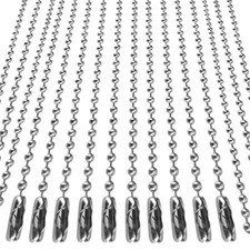 10 pcs Dog Tag Chain, Ball Chain Necklace, dog tag chains for men, Silver